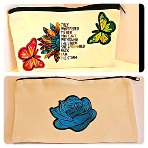 Hand Crafted Canvas Cosmetic Bag Pencil Case Embroidery